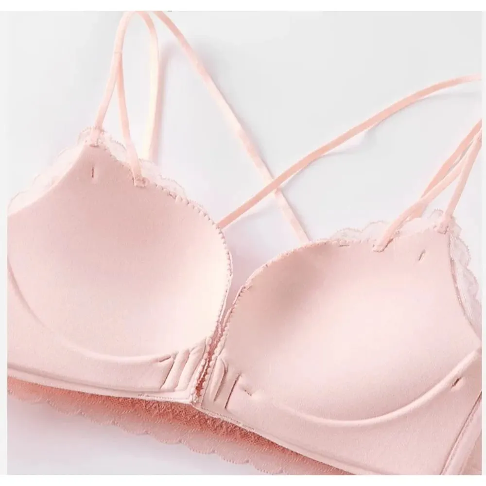 Feminino leopardo fechamento frontal push up sutiã pequeno busto anti derramamento suporte lateral sexy sutiã traseiro tamanho 32-38abc roupa diária lingerie