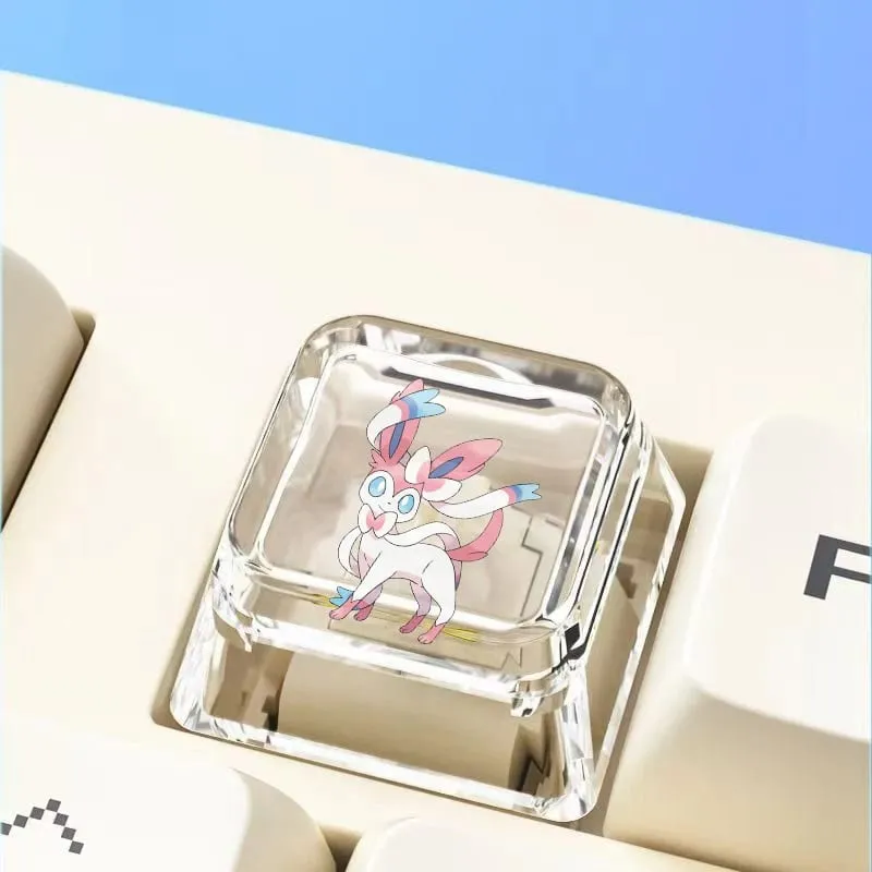 Teclado mecânico cruzado personalizado anime keycap único charmeleon blastoise eevee transparente dos desenhos animados keycap