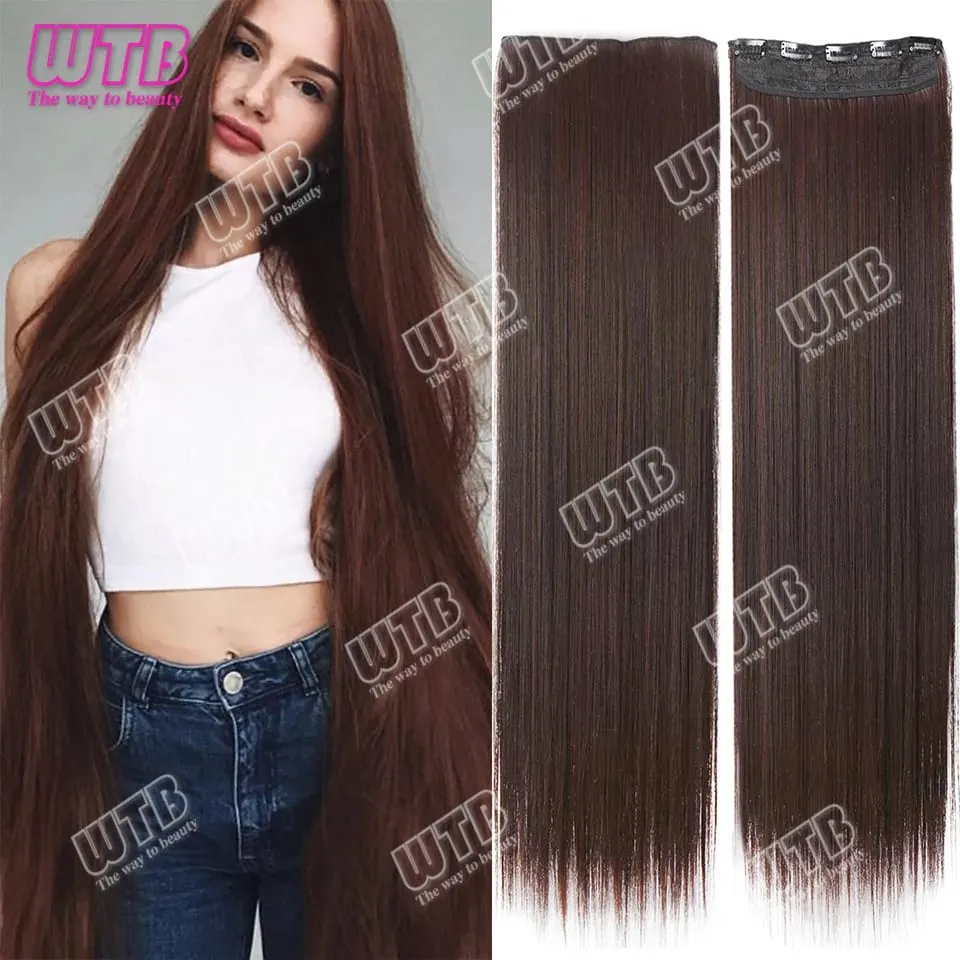 Extra Long Straight Synthetic 5 Clip Hair Extensions Ponytail Extension For Ladies Girls 20~40 Inches Clip In Extensions Hairpie