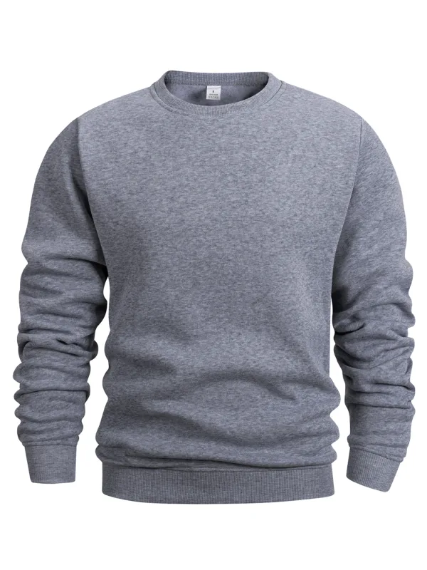 Moletom masculino com gola redonda, moletom de cor sólida, primavera ao ar livre, casual, diário, manga comprida, pulôver com capuz, roupa esportiva masculina