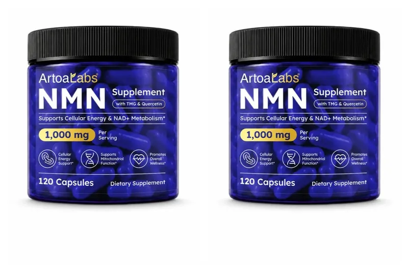 Cápsulas NMN NAD + e suporte de energia celular com TMG Quercetina Resveratrol Função mitocondrial e saúde antioxidante 120 contagens