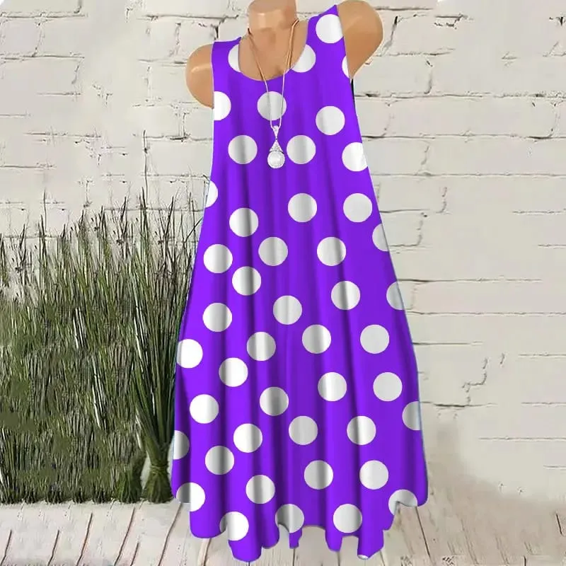 Padrão de bolinhas redondas moda feminina mini vestidos verão sem mangas impressão 3d rua senhoras tendência vestido 3xl plus size vestido casual — image 6