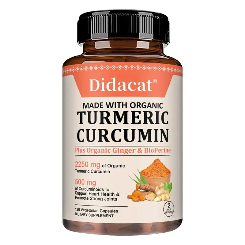 Organic Curcumin 2250 Mg + Bioperine Highly Absorbed Supports Cardiovascular and Joint Health