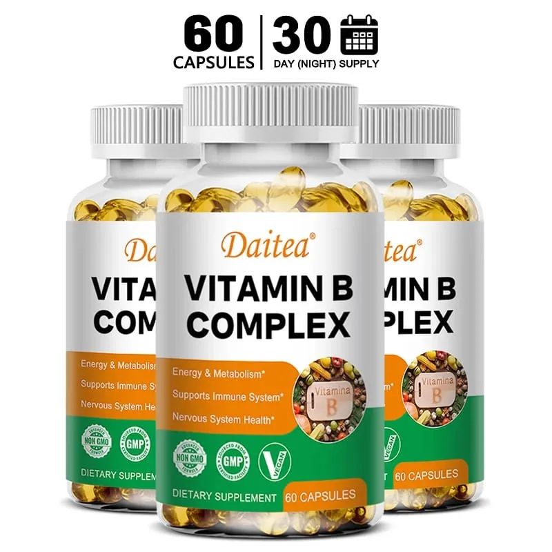 Daitea Composto VitaminB Cápsulas VB B1 B2 B3 B5 B6 B7 B9 B12 Melhor humor auxilia no sistema nervoso e suplemento de suporte energético