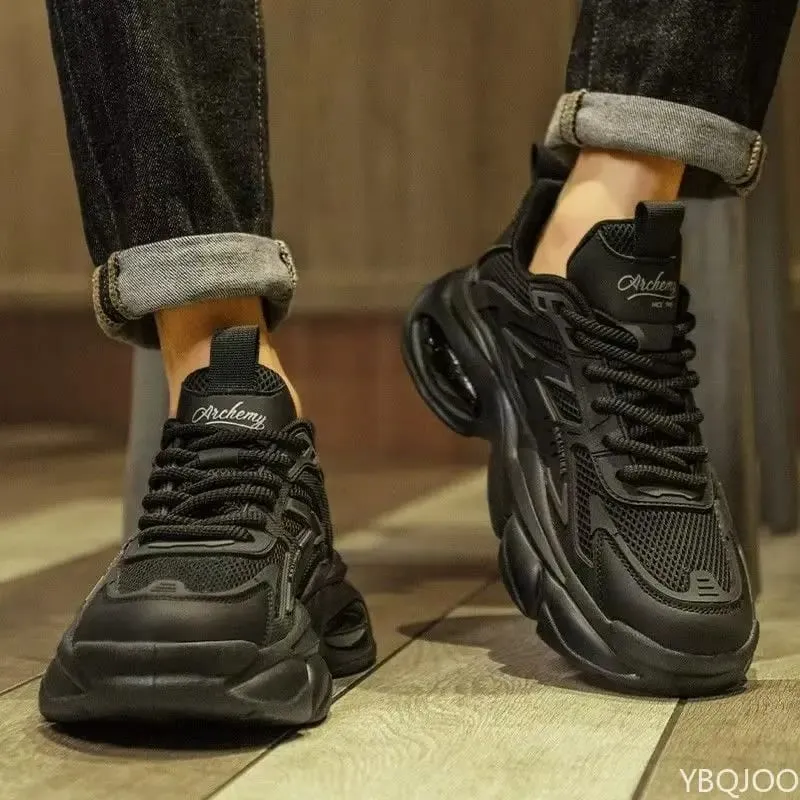Moda versátil primavera outono novo explosivo sola grossa sapatos masculinos casuais confortáveis ​​sapatos esportivos aumentando a altura
