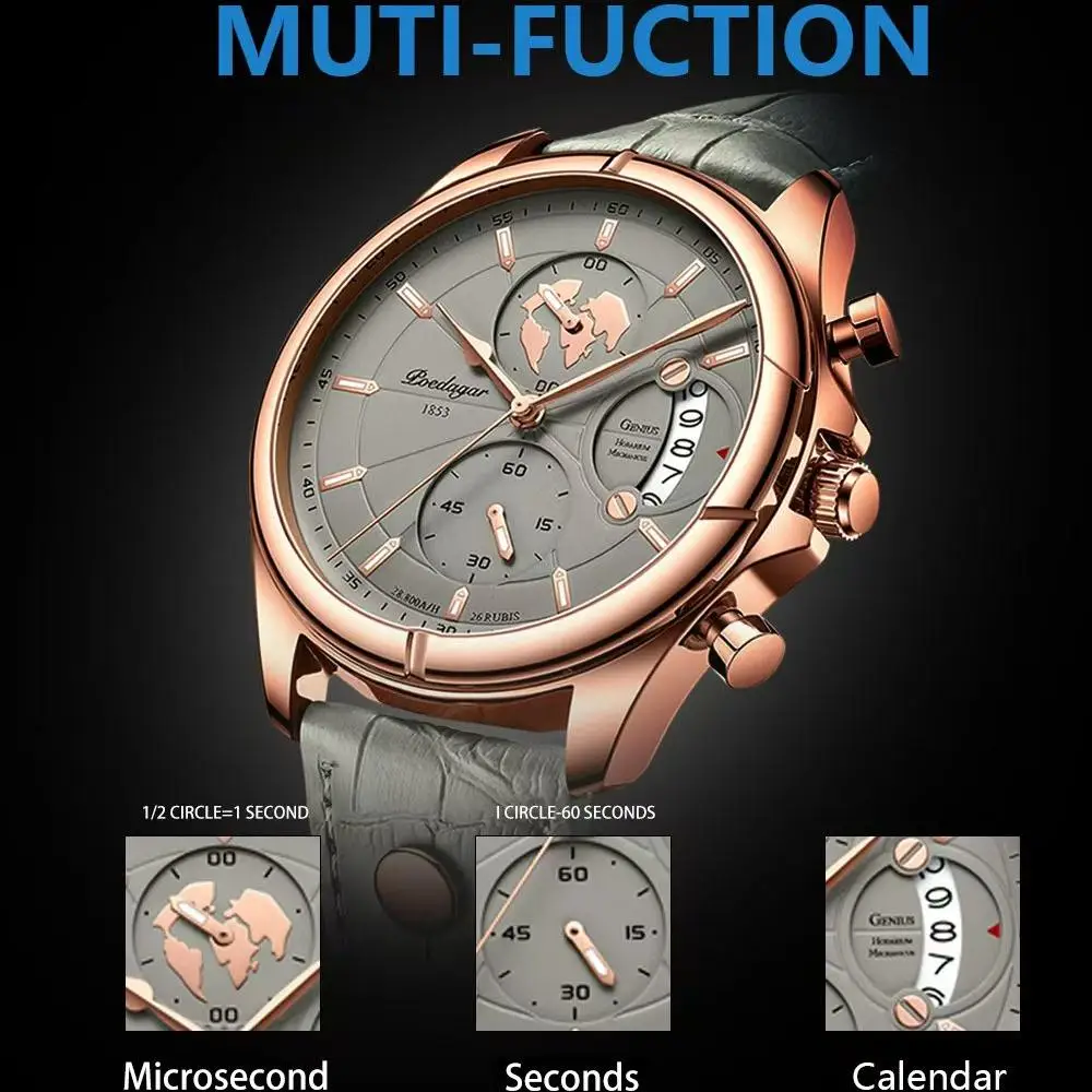 Luxury Original Man Watch Chronograph Date Waterproof Men Wristwatch Leather Quartz Business Sports Men's Watches Reloj