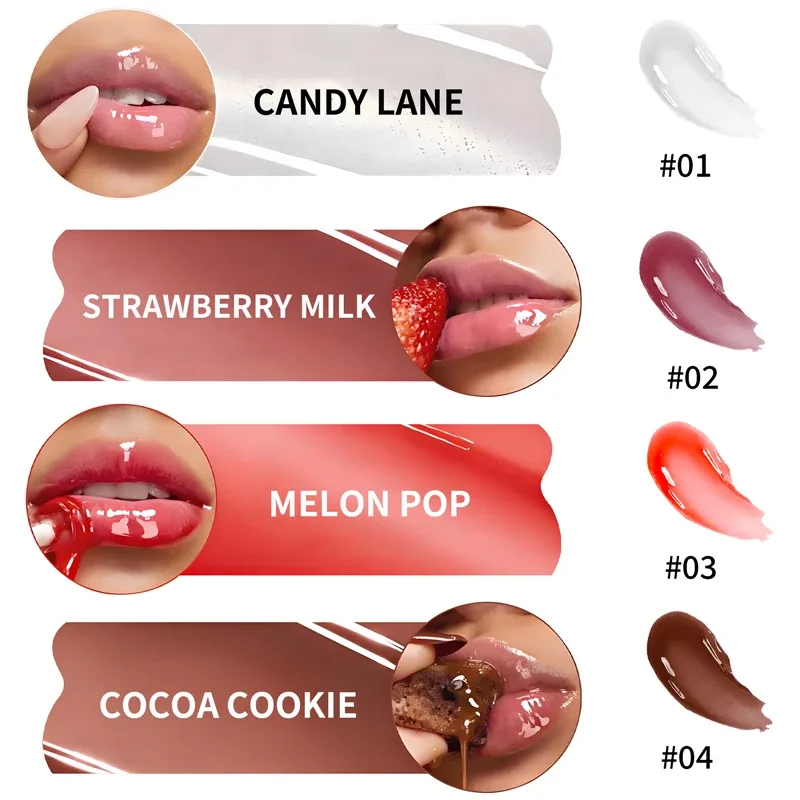 Crystal Glaze Lip Gloss Moisturizing Plumping Lip Oil Shiny Hydrating Lip Care Tinted Lip Balm Daily Lip Makeup Cosmetics