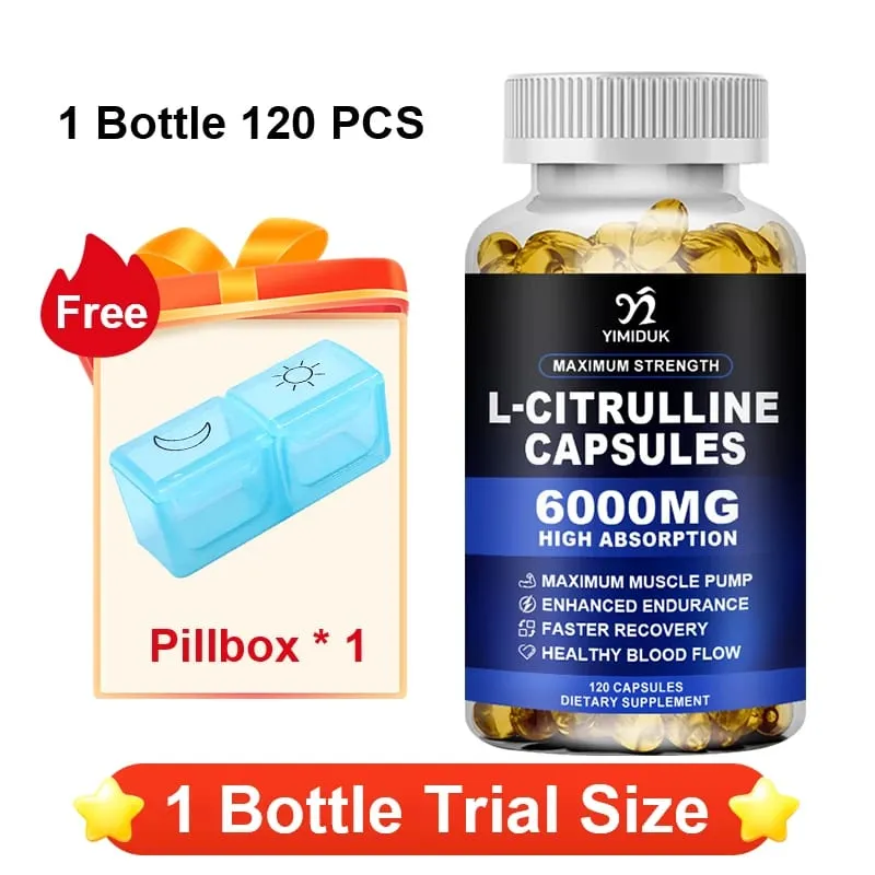 Cápsulas puras de L-Citrulina apoiam a circulação de energia, vitalidade, prolongam o treino, resistência e exercício, recuperação muscular