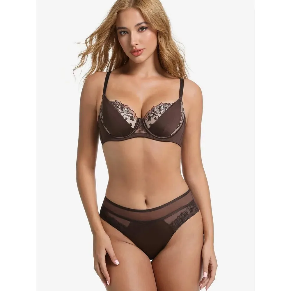 Conjunto de sutiã de renda plus size, busto grande, copo d, copo fino, cobertura completa, conjunto de lingerie curvilínea, roupa íntima feminina