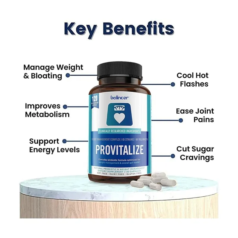 Provitalize Capsules - Mulheres Probióticos + Moringa Controle de Peso Saúde Imunológica e Suporte à Saúde Intestinal 30/60/120 Caps