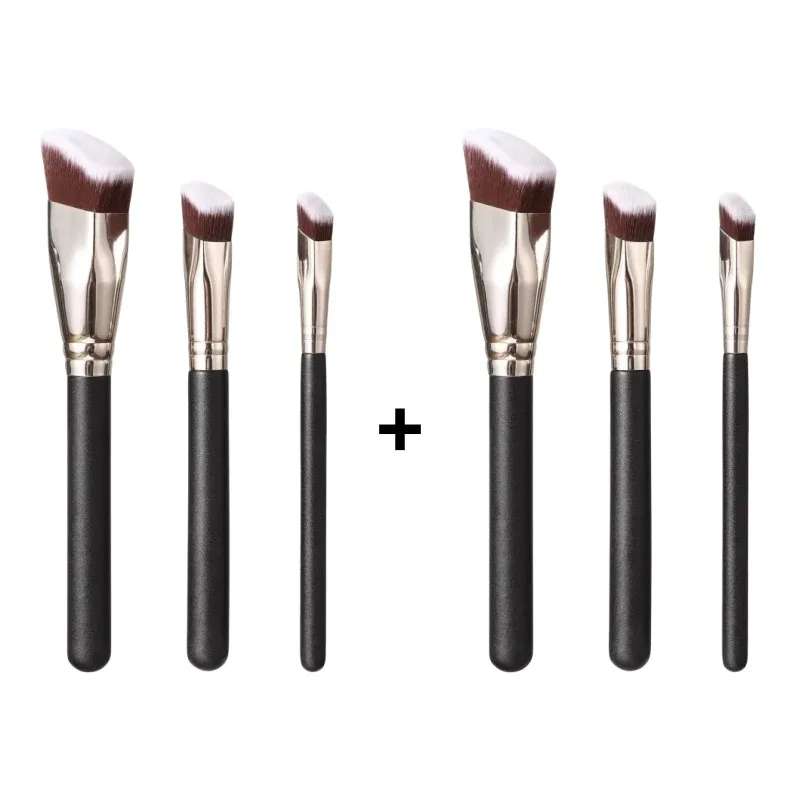 3 pçs conjunto de pincéis de maquiagem de base angular pincéis de maquiagem profissional para base líquida creme bb corretivo feminino ferramentas de beleza