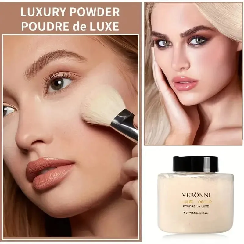 Kit de maquiagem facial para iniciantes, 3 peças, base fosca, primer hidratante, controle de óleo, pó solto, cobertura completa, corretivo facial
