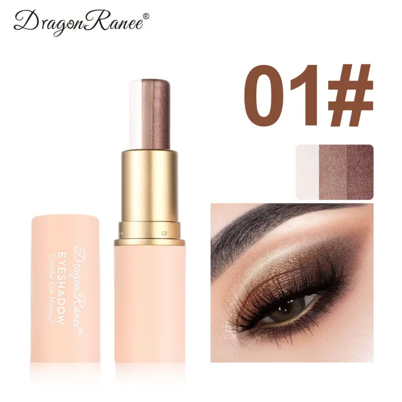Caneta de sombra de três cores destacando vara impermeável fácil de usar glitter pérola sombra vara shimmer one-swipe olhos maquiagem
