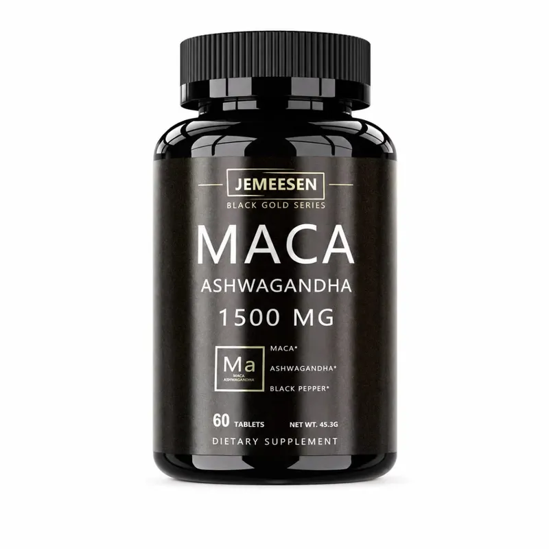 有機瑪卡根粉膠囊 1500 毫克，含有瑪卡根萃取 Ashwagandha 黑胡椒男士補充劑