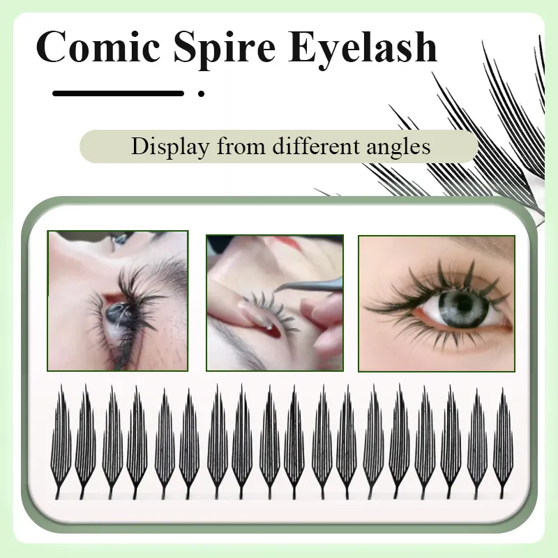 Comic Spire Manga Lash Clusters 3D Feather Anime Lashes Premade Fan Individual Eyelash Extensions Natural For Eye Makeup