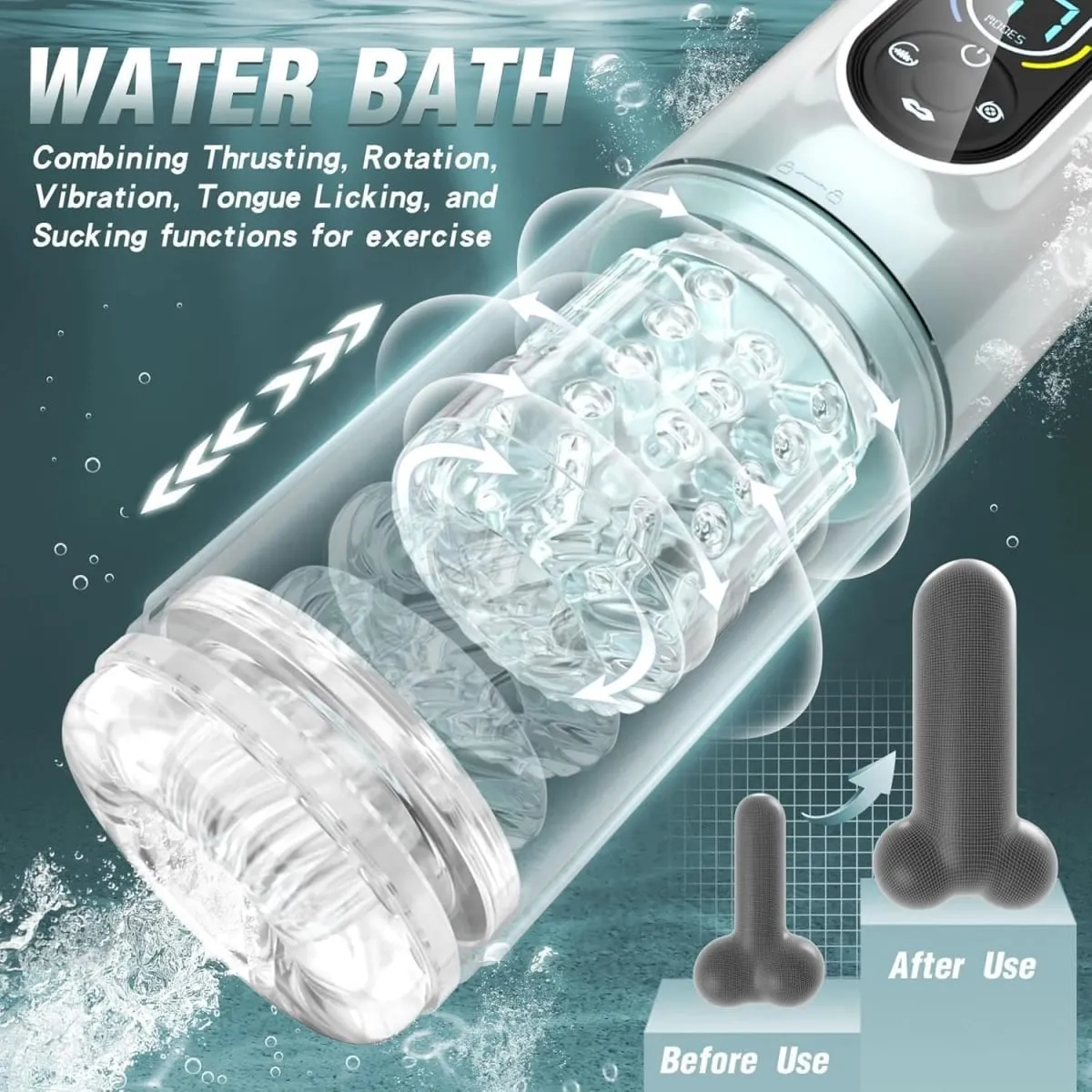 Masturbador masculino automático, bomba peniana, impulso rotativo, 9 modos de sucção vibratória, visual lcd de bolso, brinquedos sexuais adultos