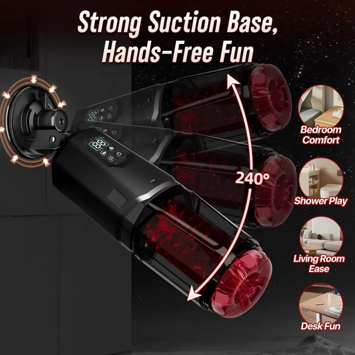 Adult Toys Automatic Masturbator Stroker with 7 Thrusting Rotating 7 Licking Vibrating Modes Hands-Free Sex Machine Pocket Pussy