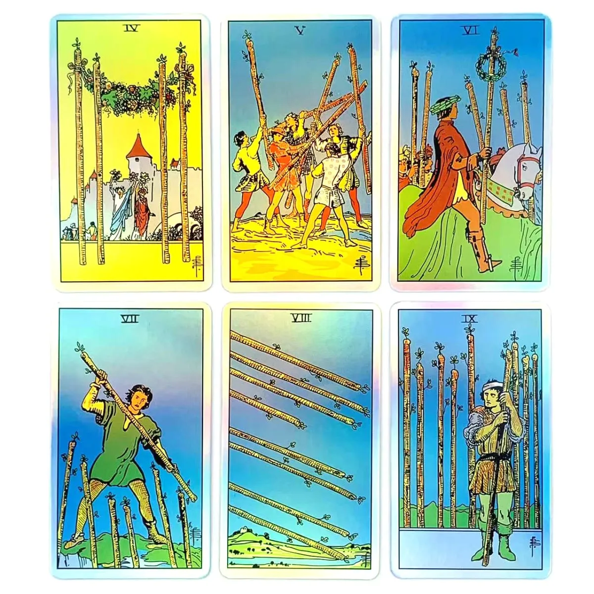 Holographic Rainbow Classic Tarot Deck 78Pcs Iridescent Tarot Cards With Guidebook Divination Oracle Card For Beginners