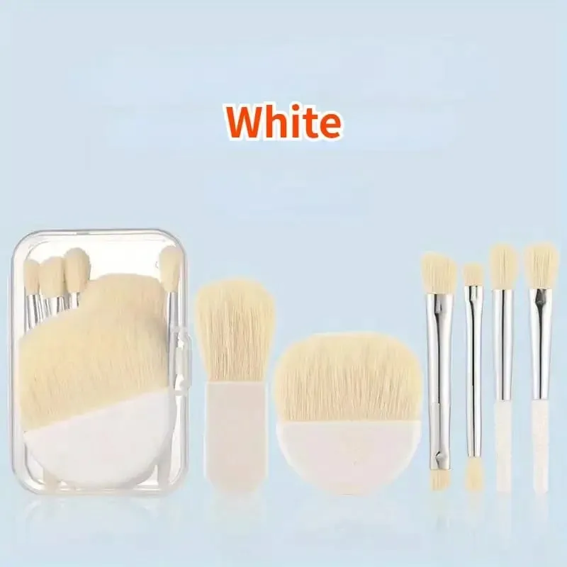 6 pçs mini pincéis de maquiagem conjunto com caixa portátil cosméticos pó fundação blush mistura corretivo compõem pincéis ferramenta de maquiagem