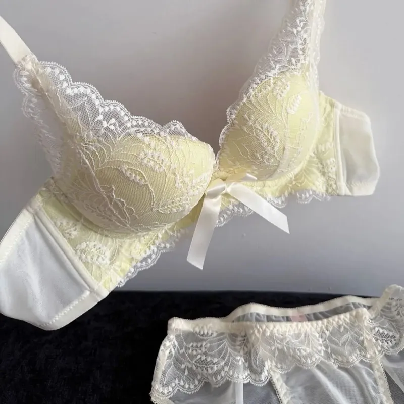 Novo conjunto de sutiã push up sem fio para mulheres pequeno busto reunir suporte lateral anti sag lingerie sexy conjunto de sutiã 32-38