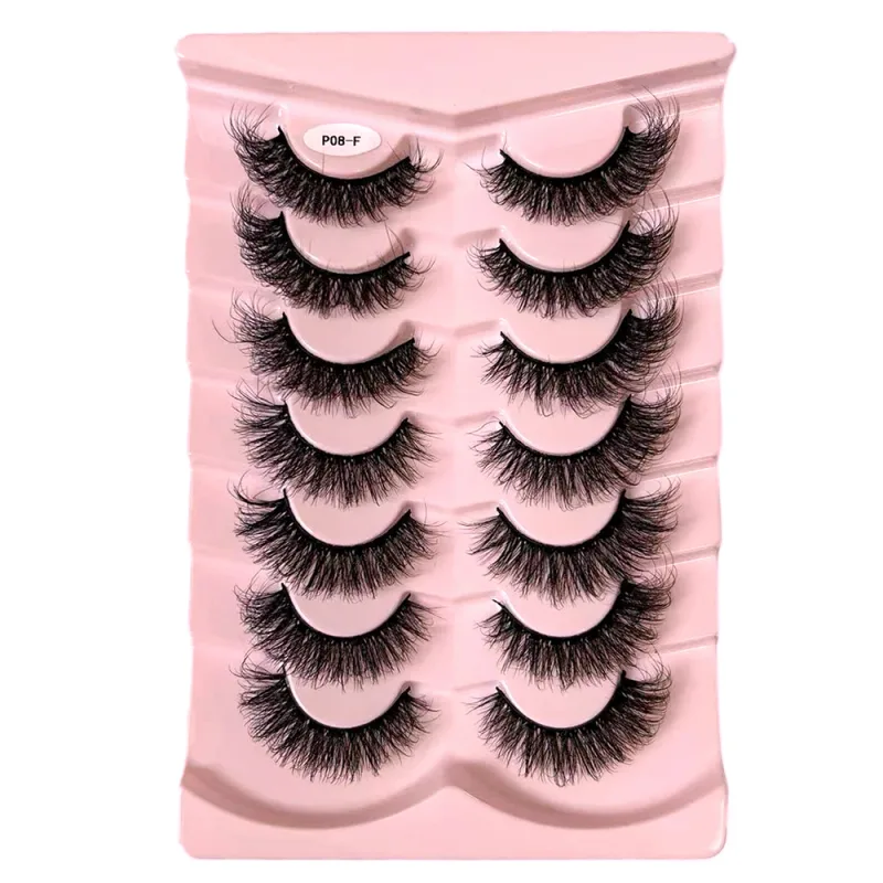 7 Pairs False Eyelashes Wispy Lashes Natural Look Fake Eyelashes Faux Mink Fluffy Strip False Lashes Pack
