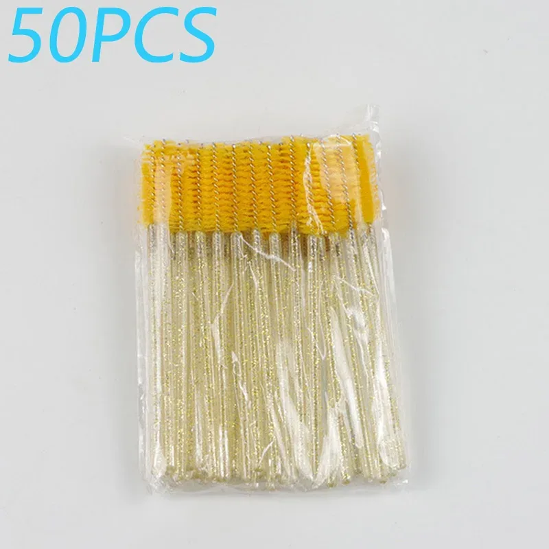 50pcs Crystal Rod Disposable Eyelash Brushes Eyelash Comb Eyebrow Comb Eyelash Curl Spiral Multi purpose Portable Makeup Brush