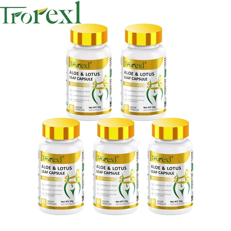 Cápsulas de folhas de aloe e lótus pílulas para barriga lisa supressor de apetite desintoxicação preserva magra