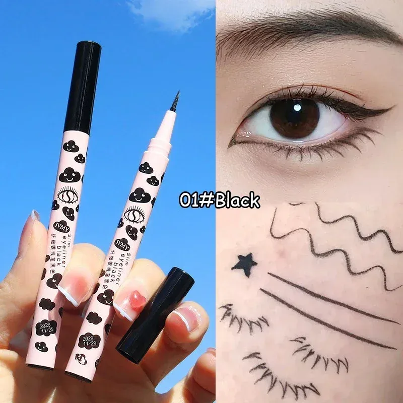 Caneta delineadora líquida ultrafina, natural, fosca, à prova d'água, secagem rápida, cílios inferiores, caneta de bicho-da-seda, pigmento alto, ferramenta de maquiagem suave para os olhos