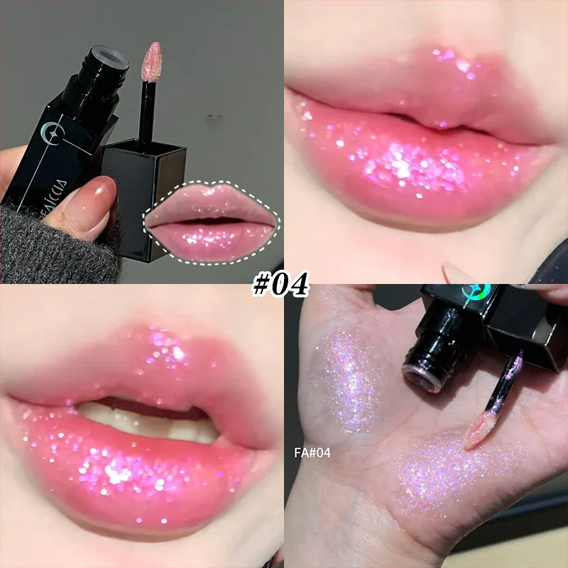8 Colors Glitter Watery Lip Gloss Diamond Pearlescent Metallic Lipstick Lasting Moisturizing Non-Sticky Halloween Party Makeup — image 11