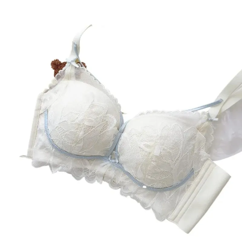 French Garden MOYISU Lace Bra Set 32-38 AB Wireless Thin Cup Push Up Anti Sag セクシー Support Lingerie Suitable Small Bust