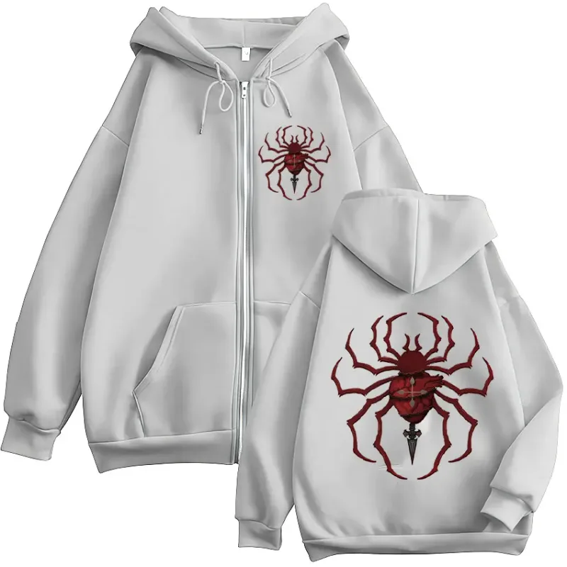 Anime Hunter X Hunter Phantom Troupe Spider Logo Mikiny na zip Pánské mikiny s kapucí na zip Dlouhé rukávy Pulovry Bundy