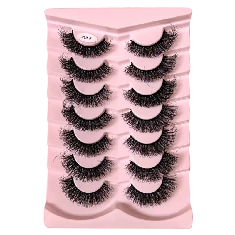 7 Pairs False Eyelashes Wispy Lashes Natural Look Fake Eyelashes Faux Mink Fluffy Strip False Lashes Pack