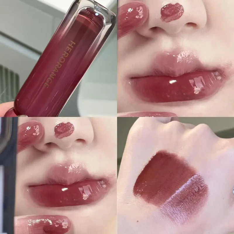 Uva fumada roxo vermelho lábio esmalte espelho água brilho labial hidratante batom líquido matiz claro maquiagem coreano feminino cosméticos