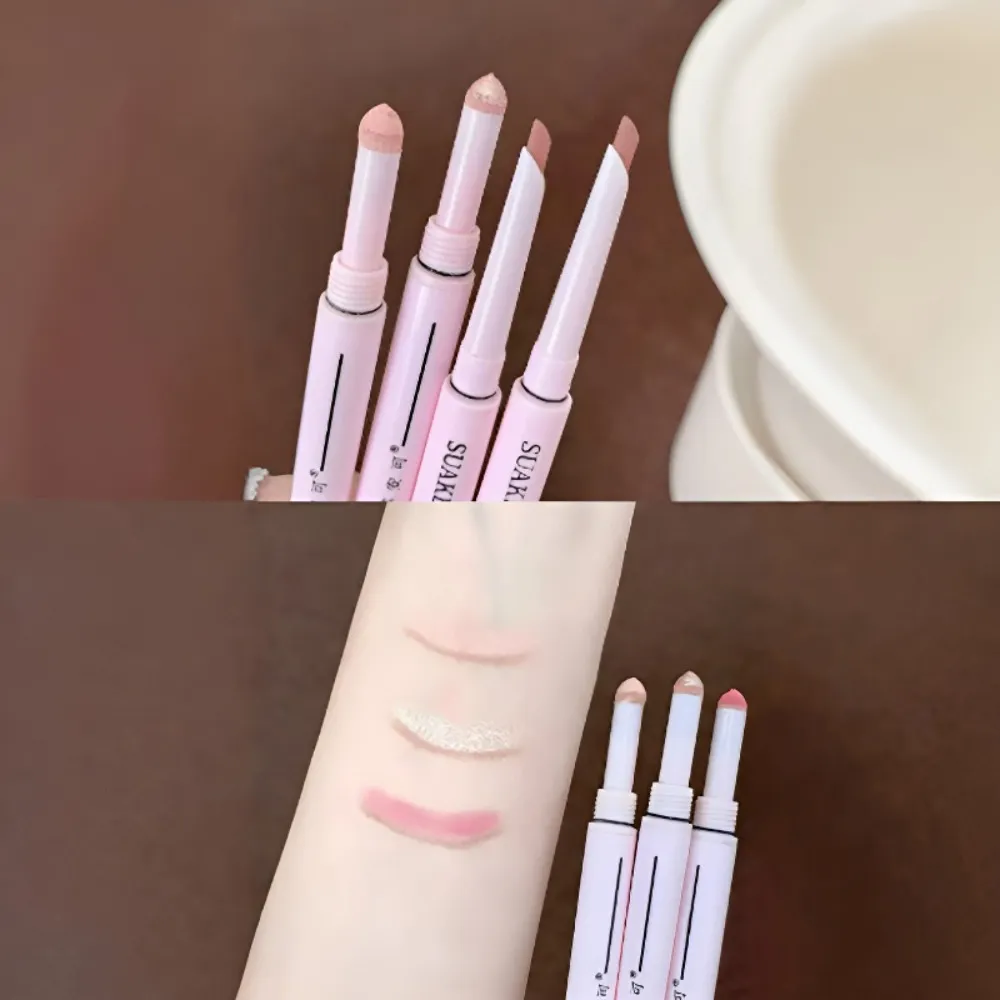 Caneta aegyosal fosca com glitter de extremidade dupla, destaque e sombra, maquiagem para os olhos, delineador em gel para bicho da seda