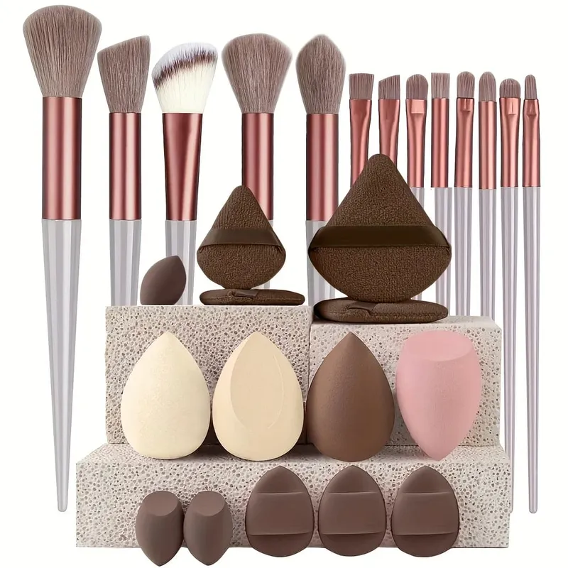 Pincéis de maquiagem 8-29pcs kit de maquiagem profissional feminino cosméticos pincel de pó macio sombra fundação conjunto completo ferramenta de beleza de viagem