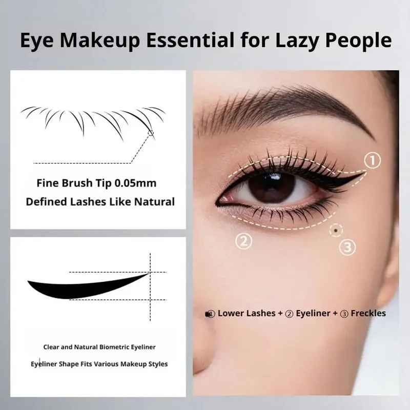 Kit de carimbo de cílios 3 em 1, delineador inferior com ponta fina, marca de beleza portátil, à prova d'água, tinta de cor dupla na maquiagem dos olhos — image 6