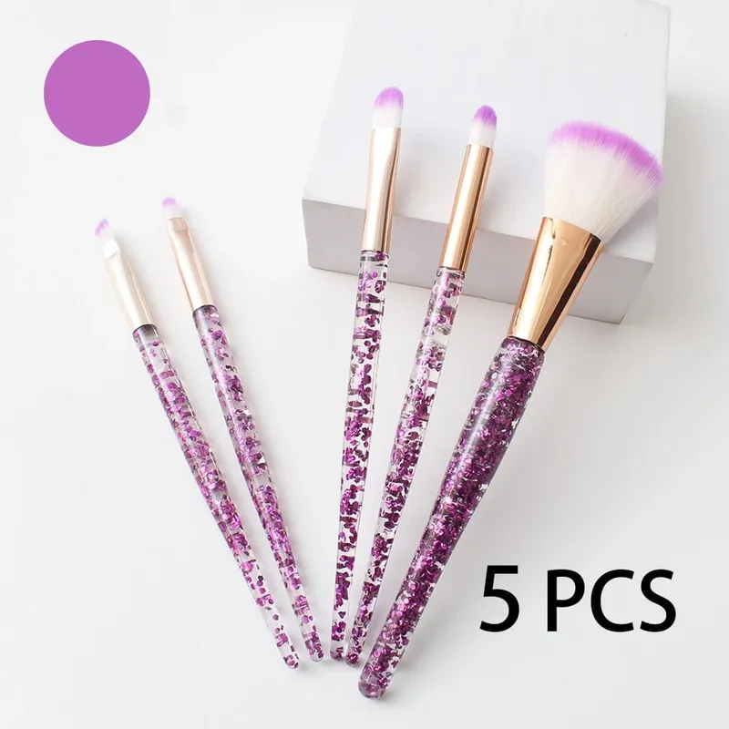 Conjunto de pincéis de maquiagem profissional 5 PCS compatível com sombra de sobrancelha - cerdas de nylon