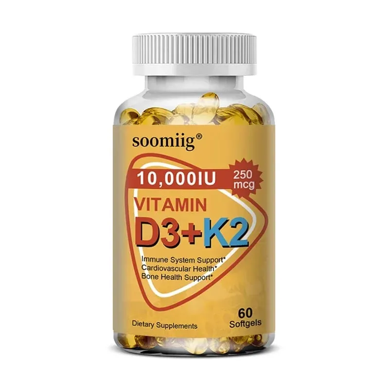 Vitamin D3 K2 Softgel Capsule Supplement Support Joint Bone and Immune Health Strong Bones & Healthy for Men Women