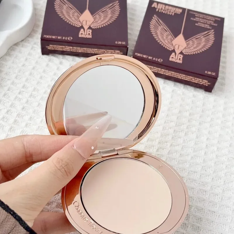 Charlotte tilbury corretivo almofada sedoso ajuste em pó corretivo portátil de longa duração fundação maquiagem com caixa presentes