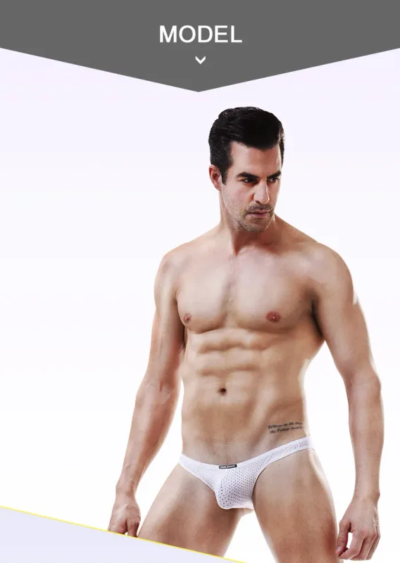 2PCS Tight ice silk transparent briefs men's small briefs mesh eyes youth bottoms breathable