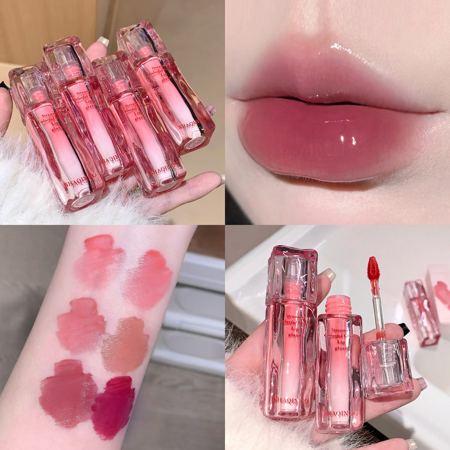 Water Gloss Lip Glaze Mirror Moisturizing Plump Non-stick Cup Jelly Transparent Liquid Lipstick Long-Lasting Tint Oil Lip Makeup