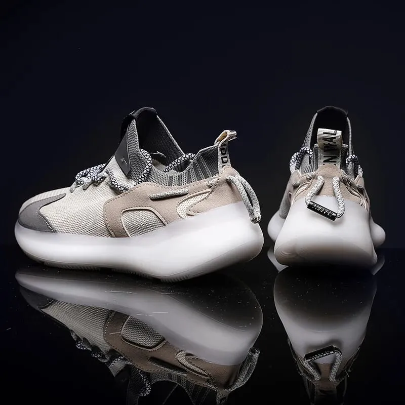Verão sapatos de malha de grandes dimensões de coco para homens leves e confortáveis ​​sapatos esportivos de pé grande estudante pipoca tênis de corrida 46