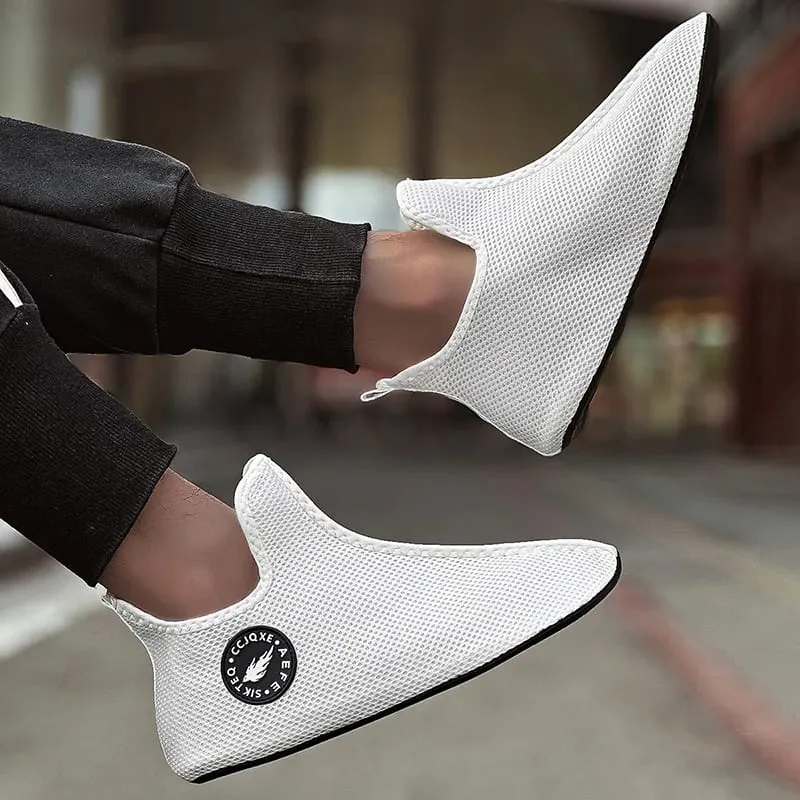 White Sneakers Men Casual High Top Shoes Comfortable Breathable Outdoor Sports Shoes Non Slip Lightweight Walking Shoes