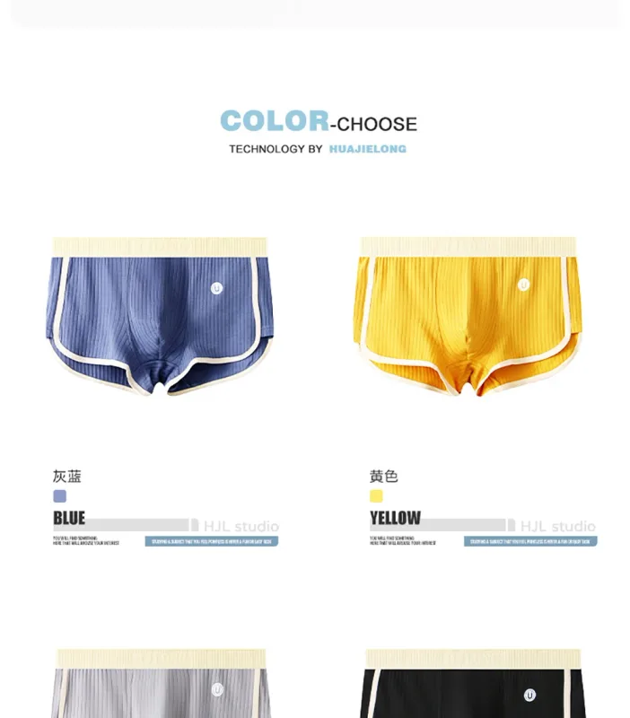 3 unidades/pacote 100% algodão sólido listrado boxer masculino sexy malha respirável u virilha roupa interior alta elástica ampliar cintura cuecas
