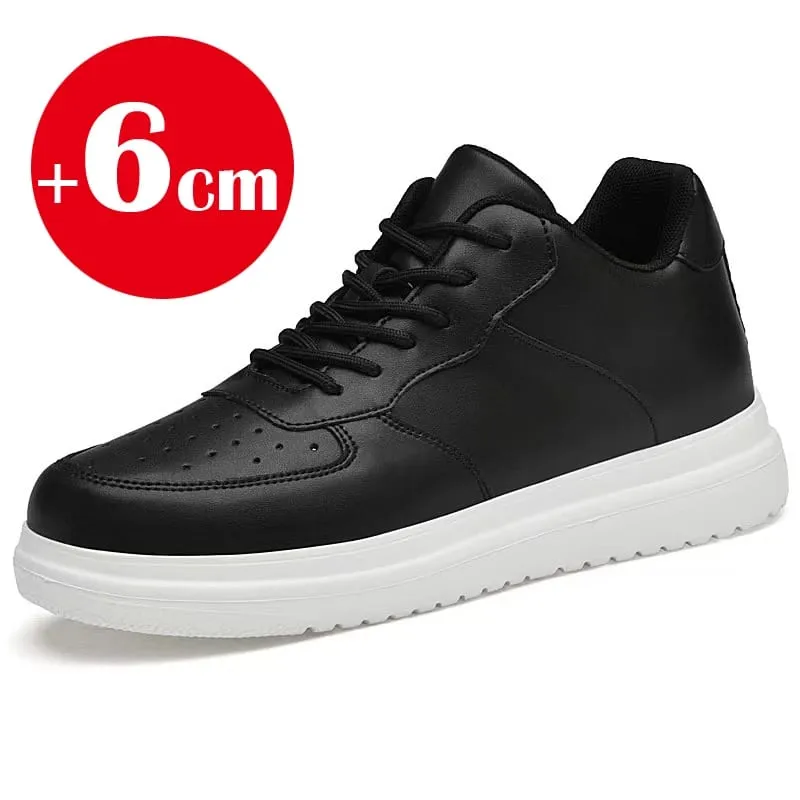 2026 novos sapatos crescentes de altura para homens 8cm tênis elevador invisível branco leathe esporte zapatillas de hombre tamanho grande 46