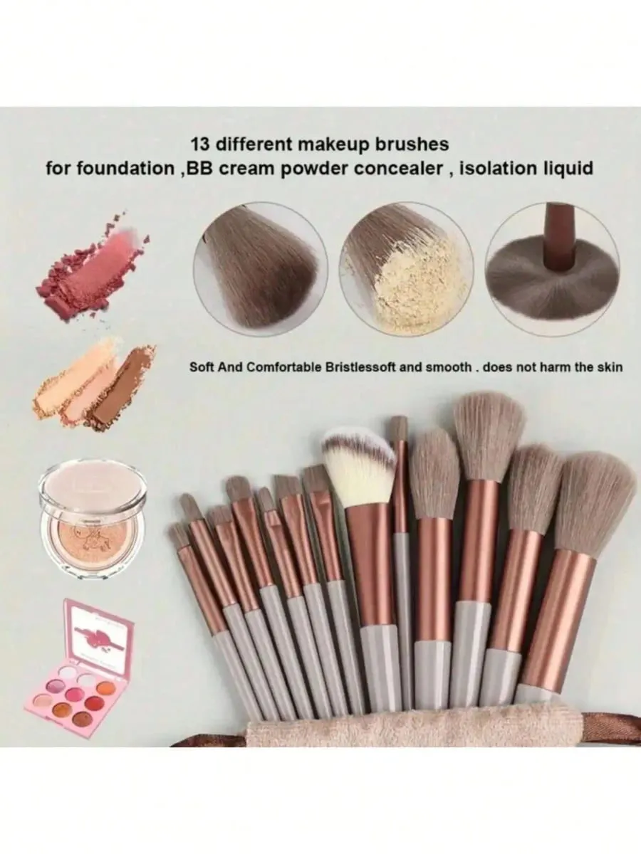 Conjunto de pincéis de maquiagem macio e fofo profissional base cosmética em pó sombra kabuki mistura pincel de maquiagem ferramenta de beleza bolsa de armazenamento de esponja de maquiagem