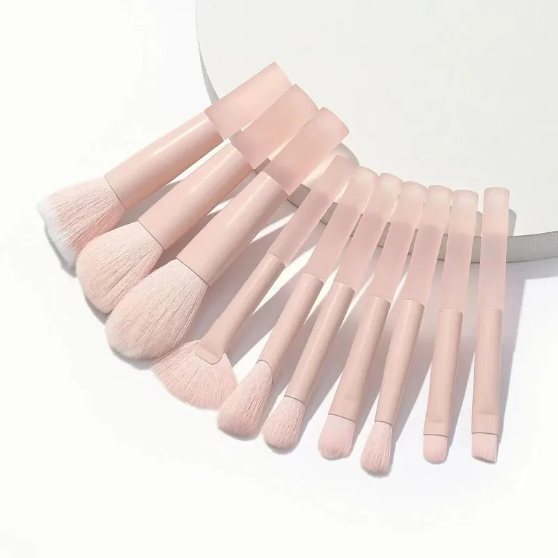 10 pçs mini conjunto de escova de maquiagem em pó sombra fundação blush liquidificador corretivo beleza ferramentas de maquiagem escova suprimentos profissionais
