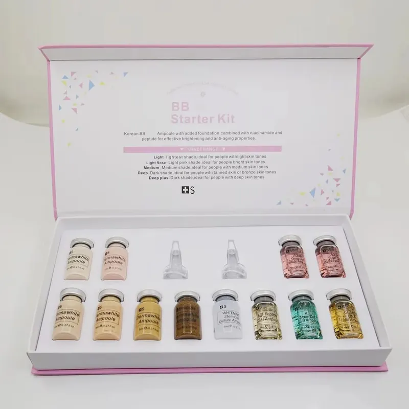Coreia 8ml bb creme ampola iniciante starter kit rosto fundação salmão dna soro hidratar branqueamento cosméticos