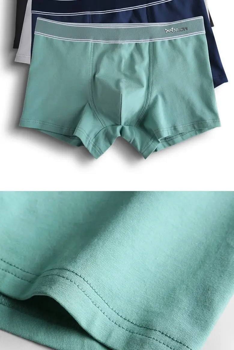 MiiOW 3Pcs Men Boxer Shorts Cotton Men's Panties Graphene Antibacterial Crotch Man Underpants Breathable Summer Men Boxer Briefs