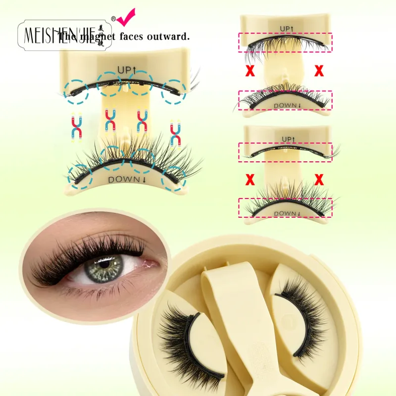 1/3 pares cílios magnéticos feitos à mão cílios macios reutilizáveis ​​magnéticos olhar natural 3d cílios postiços conjunto de pinças de maquiagem